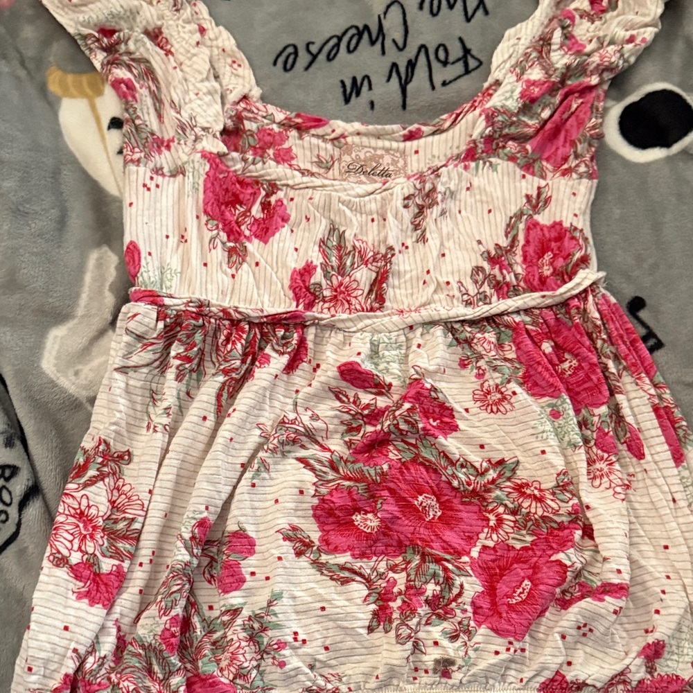 Deletta Pink and Cream Floral Top